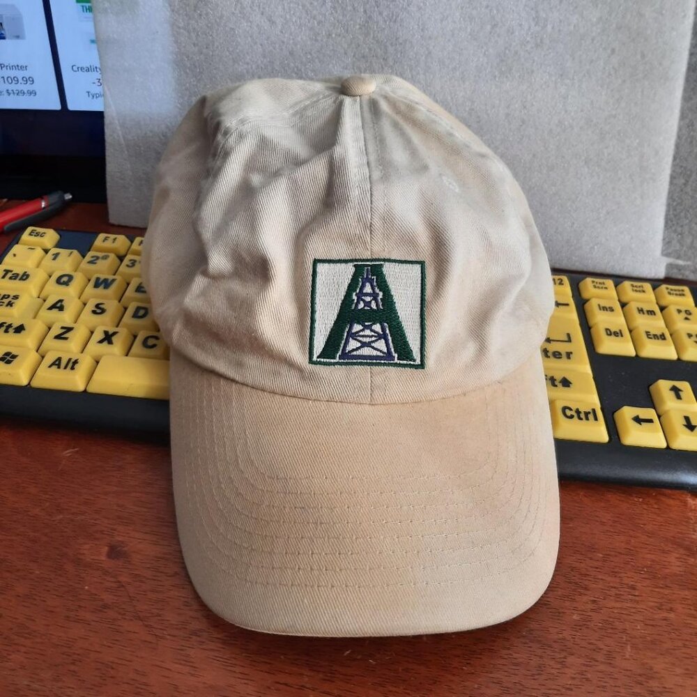 Vintage Atlas America Baseball Cap Embroiled Logo Cream PreLoved With Worn Sign